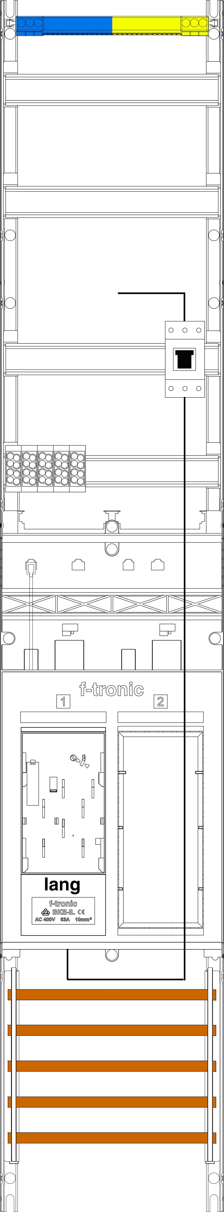 1St. F-Tronic ER9LDS-PV Zählerfeld ER9LDS-PV,1-feldrig, H=1350mm,1-eHZ mit DS, Kaskade, 1 HSP, 1 Res. 7143172