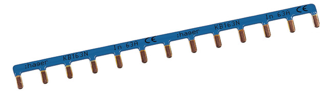 1St. Hager KB163N Kammschiene 1P Stift 10mm² 63A 13M blau 1St. Hager KB163N Kammschiene 1P Stift 10mm² 63A 13M blau