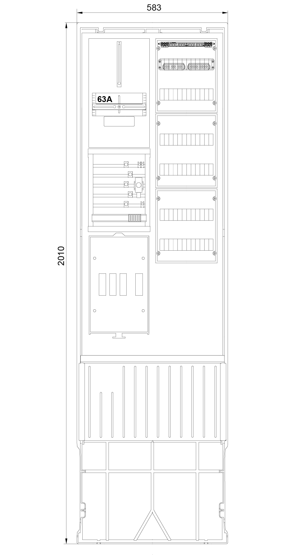 1St. F-Tronic ZSA202-2-ZK-TSG-SK Zähleranschlusssäule 2-feldrig, H=2010mm, 3.HZ, Haube mit Tür, ZSA202-2-ZK-TSG-SK-HAK-HT 7160143
