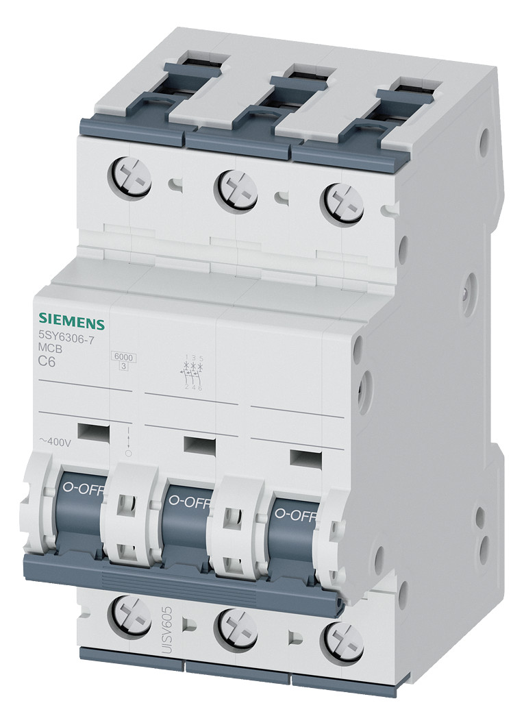 1St. Siemens 5SY6306-7 Leitungsschutzschalter 400V 6kA, 3P C 6A
