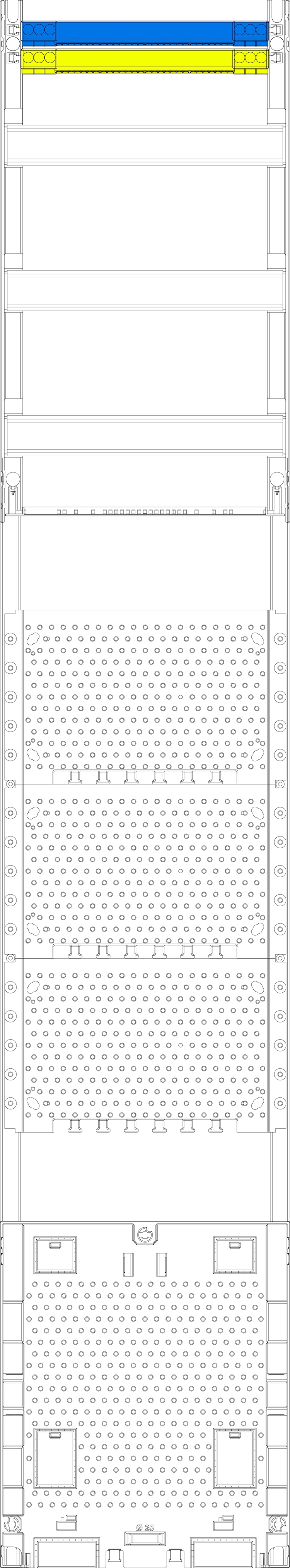 1St. F-Tronic V19APZOM Verteilerfeld V19APZOM, 1-feldrig, H=1350mm, 3-reihig, APZ-Platz ohne APL-Set, Komm. 7143628