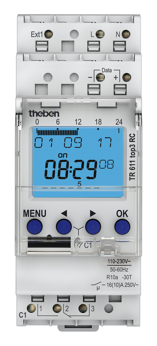 1St. Theben 6110330 Digitale Zeitschaltuhr, Wochenprogramm, 1 Kanal, App-Programmierung möglich, DCF oder GPS TR 611 top