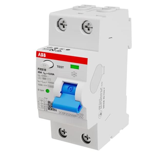 1St. ABB F202 B-25/0,03 FI-Schutzschalter Typ B 2P,25A,30mA,kurzzeitverz.,3kA,2TE 2CSF202592R1250