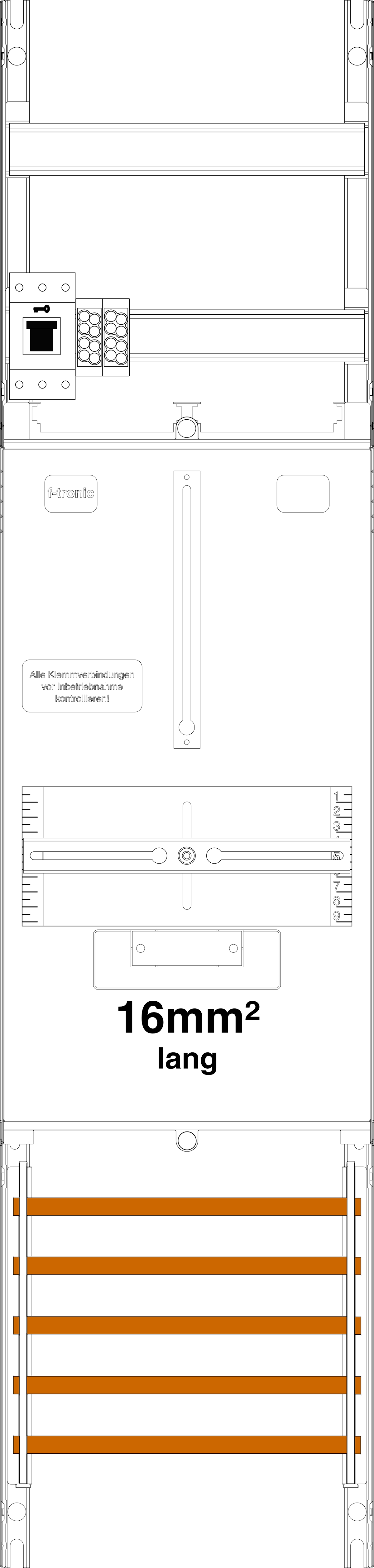 1St. F-Tronic Z1B-16L-HSS Zählerfeld Z1B-16L-HSS, 1-feldrig, H=1050mm, 1-3.HZ, 16mm² lange Kabel, 1 HSS 7141408
