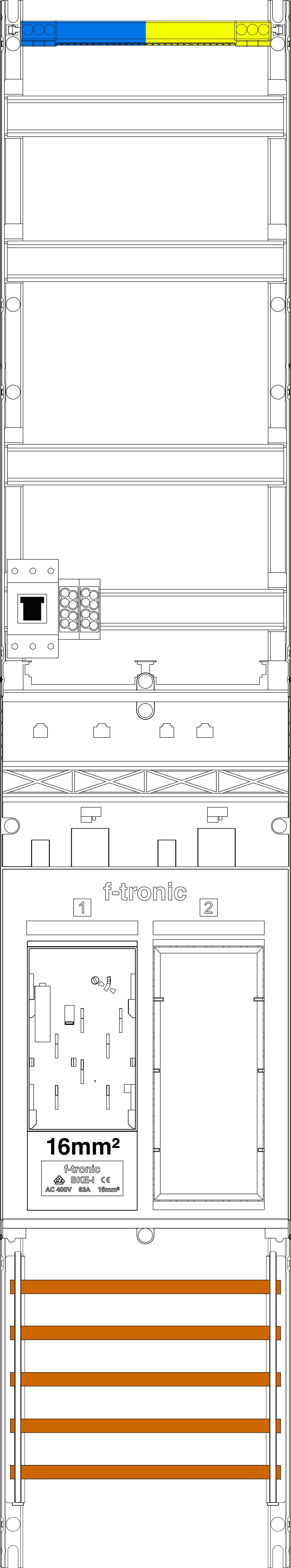 1St. F-Tronic ER9-16-HSP Zählerfeld ER9-16-HSP,H=1350mm, 1-feldrig, 1-eHZ 16mm², 1 HSP, 1 Res. 7143054