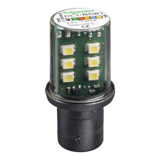 1St. Schneider Electric DL1BDB1 LED-Lampe, Weiss für Befehls- u. Meldegeräte, BA 15d, 24 V