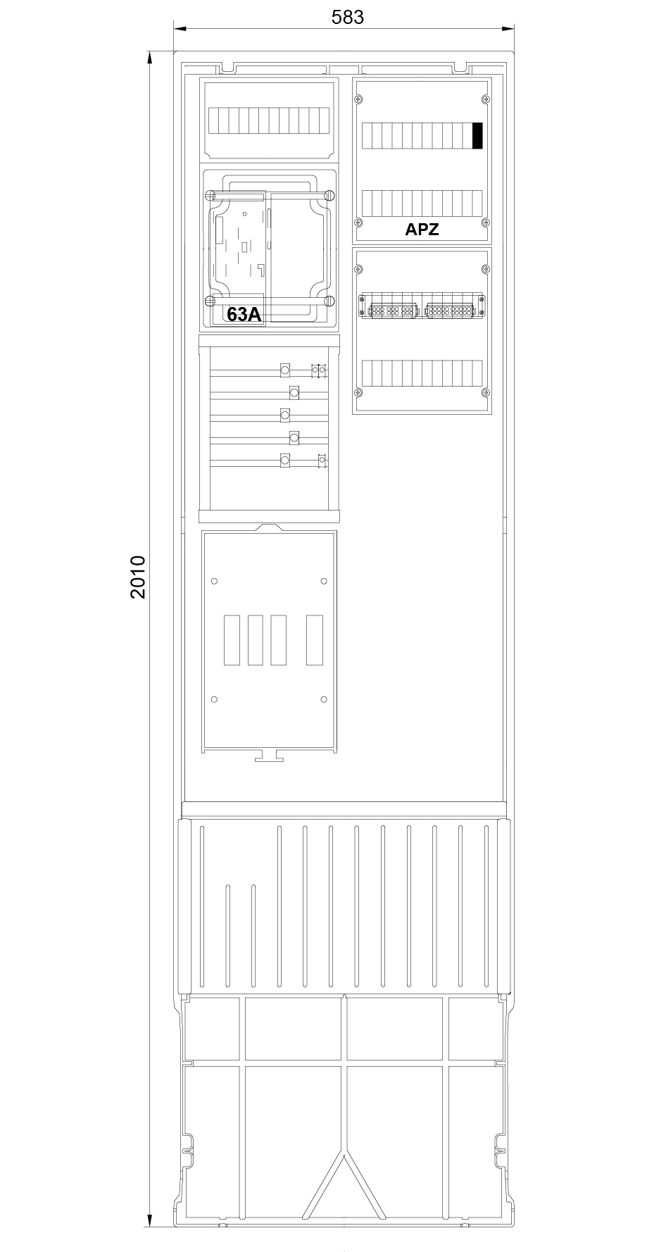 1St. F-Tronic ZSA202-2-eHZ-APZ-HAK Zähleranschlusssäule 2-feldrig, H=2010mm, eHZ, Haube geschl., ZSA202-2-eHZ-APZ-HAK-HG 7160161