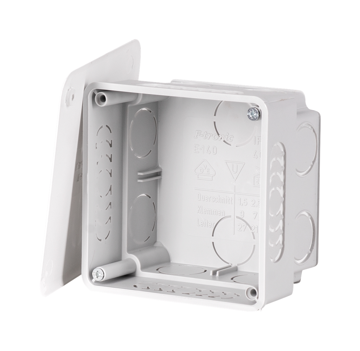 10St. F-Tronic E140 UP Abzweigkasten E140, 80x80x50mm, gr, inkl. Deckel 7310060