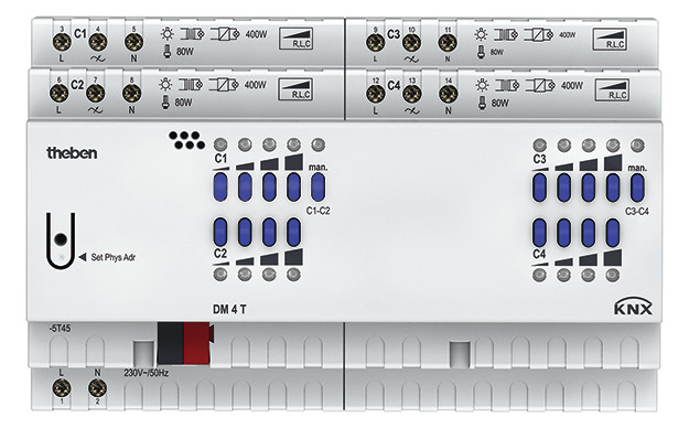 1St. Theben DM 4 T KNX KNX Universal-Dimmaktor 4-fach