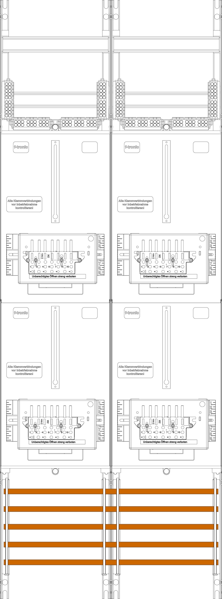 1St. F-Tronic Z216-ZSK Zählerfeld Z216-ZSK, 2-feldrig, H=1350mm, 4-3.HZ, 4 ZSK-Set 7143460