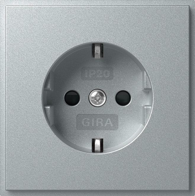 1St. Gira 445365 Steckdose 16A 250V mit Shutter (IP20) TX_44, Aluminium