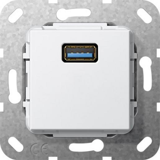 1St. Gira 568303 USB 3.0 A Kabelpeitsche Einsatz Reinweiß glänzend
