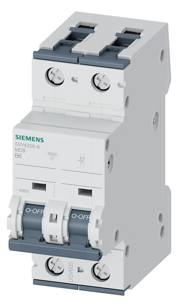1St. Siemens 5SY4206-6 Leitungsschutzschalter 400V 10kA, 2P B 6A