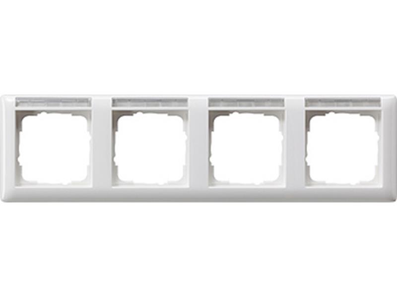 1St. Gira 109403 Rahmen 4-fach waagerecht mit Schriftfeld Standard 55 reinweiß glanz