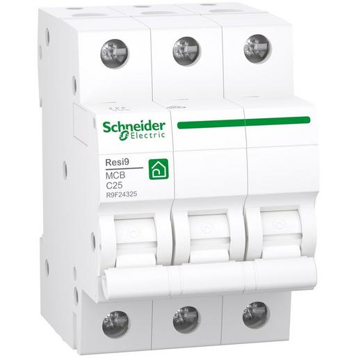 1St. Schneider Electric R9F24325 Leitungsschutzschalter Resi9 3P, 25A, C Charakteristik, 6kA