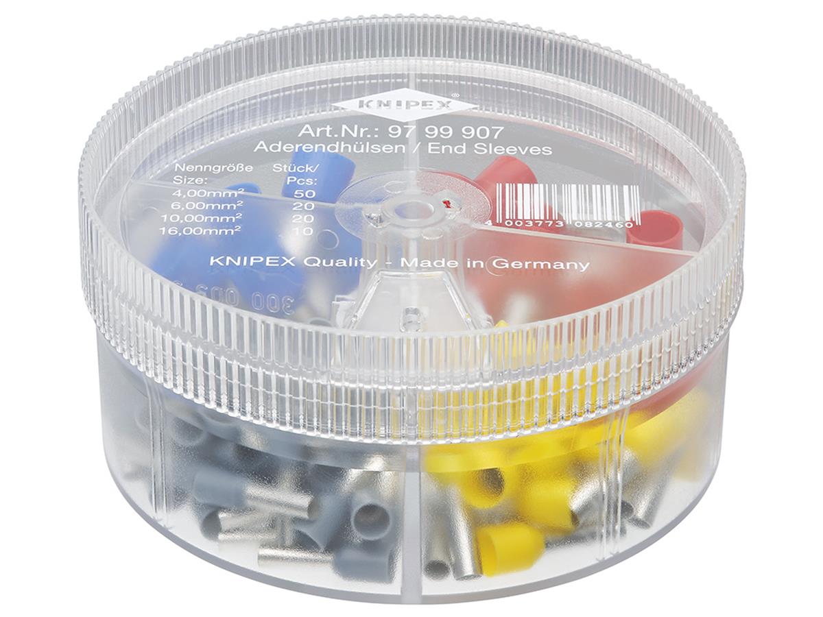 1St. Knipex 97 99 907 Sortimentsboxen mit Aderendhülsen isolierte Aderendhülsen nach DIN-Farbcode 50x4,0 (grau)/20x6,0 (
