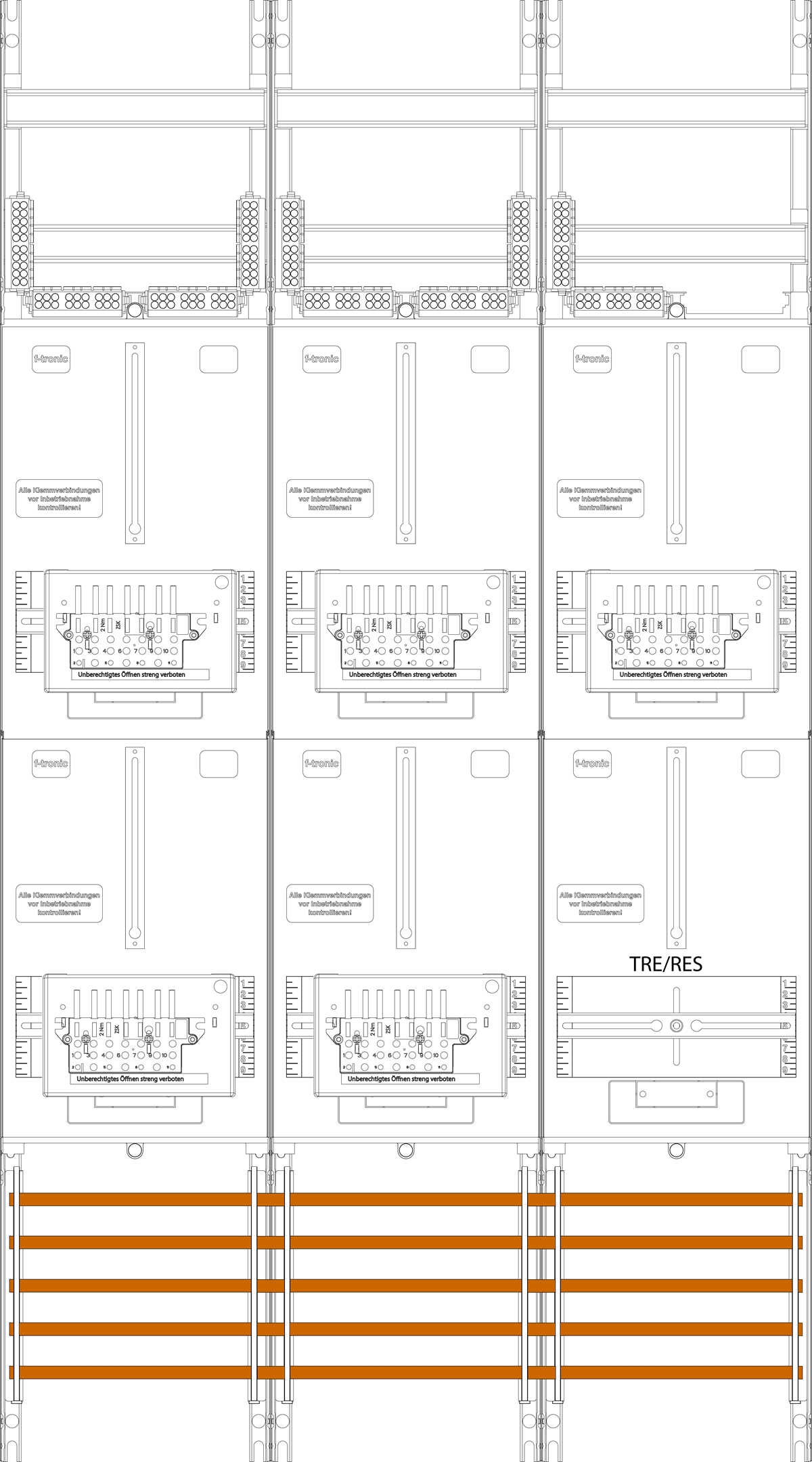 1St. F-Tronic Z216ZR6-ZSK Zählerfeld Z216ZR6-ZSK, 3-feldrig, H=1350mm, 5-3.HZ, 5 ZSK-Set, 1 TRE 7143461