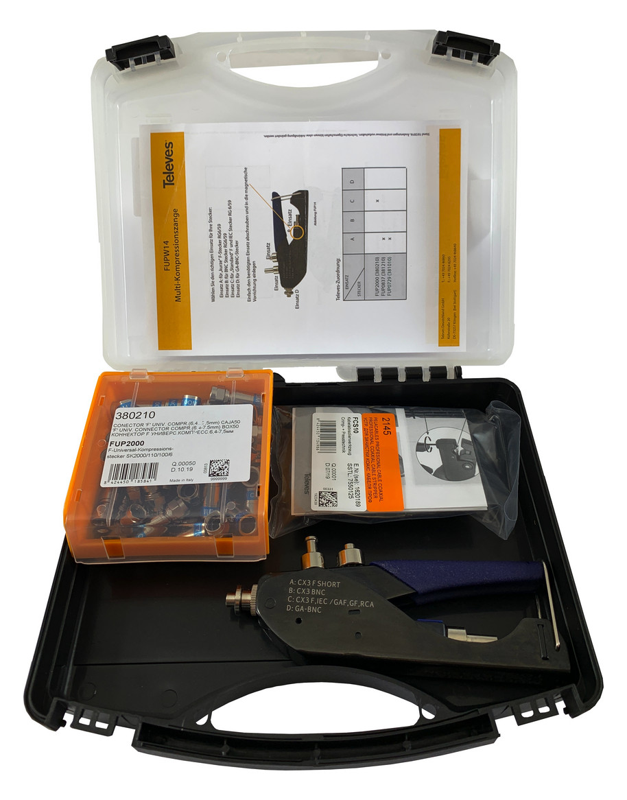 1St. Televes FUPS14 Kompressionstecker-Set mit 50 x FUP2000,