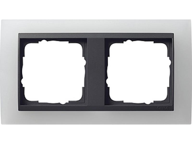 1St. Gira 021224 Rahmen 2fach für Anthrazit Gira Event Opak Weiß