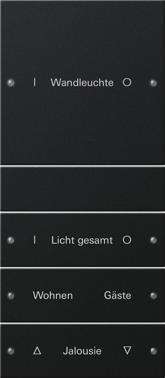 1St. Gira 2204005 Wippenset 4f (1+3) beschr. System 55 Schwarz m(lack.)