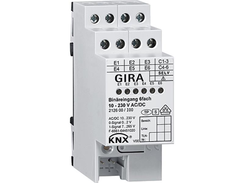 1St. Gira 212600 Binäreing. 6f 10 - 230 V AC/DC KNX REG 212600 1St. Gira 212600 Binäreing. 6f 10 - 230 V AC/DC KNX REG 212600