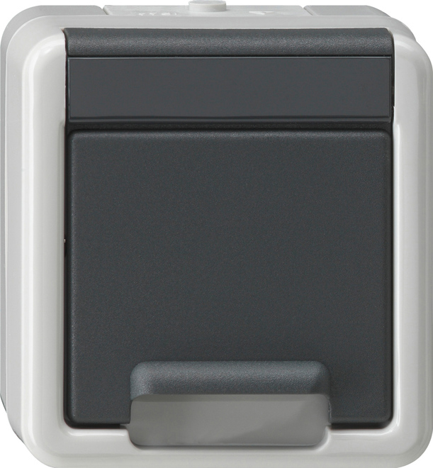 1St. Gira 441430 Steckdose 16A 250V mit Klappdeckel und Shutter WG AP Grau