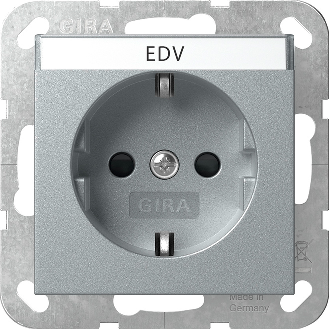 1St. Gira 446226 SCHUKO-Steckdose 16A 250V mit Beschriftungsfeld und Shutter, Aluminium