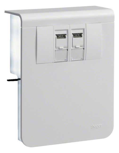 1St. Hager SL201159079016 Geräteträger Datenanschluss 2xCat.6A verkehrsweiß