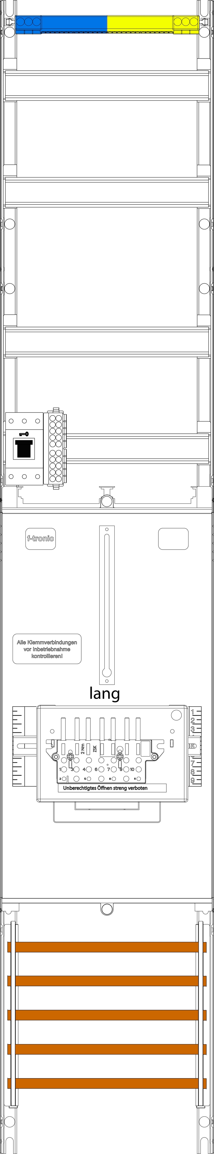 1St. F-Tronic VZ6L-ZSK-HSS Zählerfeld VZ6L-ZSK-HSS, 1-feldrig, H=1350mm, 1-3.HZ l., Kabel,1 ZSK-Set,1 HSS,Vert.2r 7143551