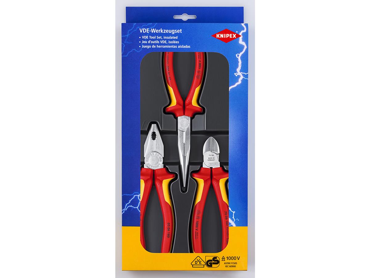 1St. Knipex 00 20 12 VDE Werkzeugsatz Satz 3-tlg