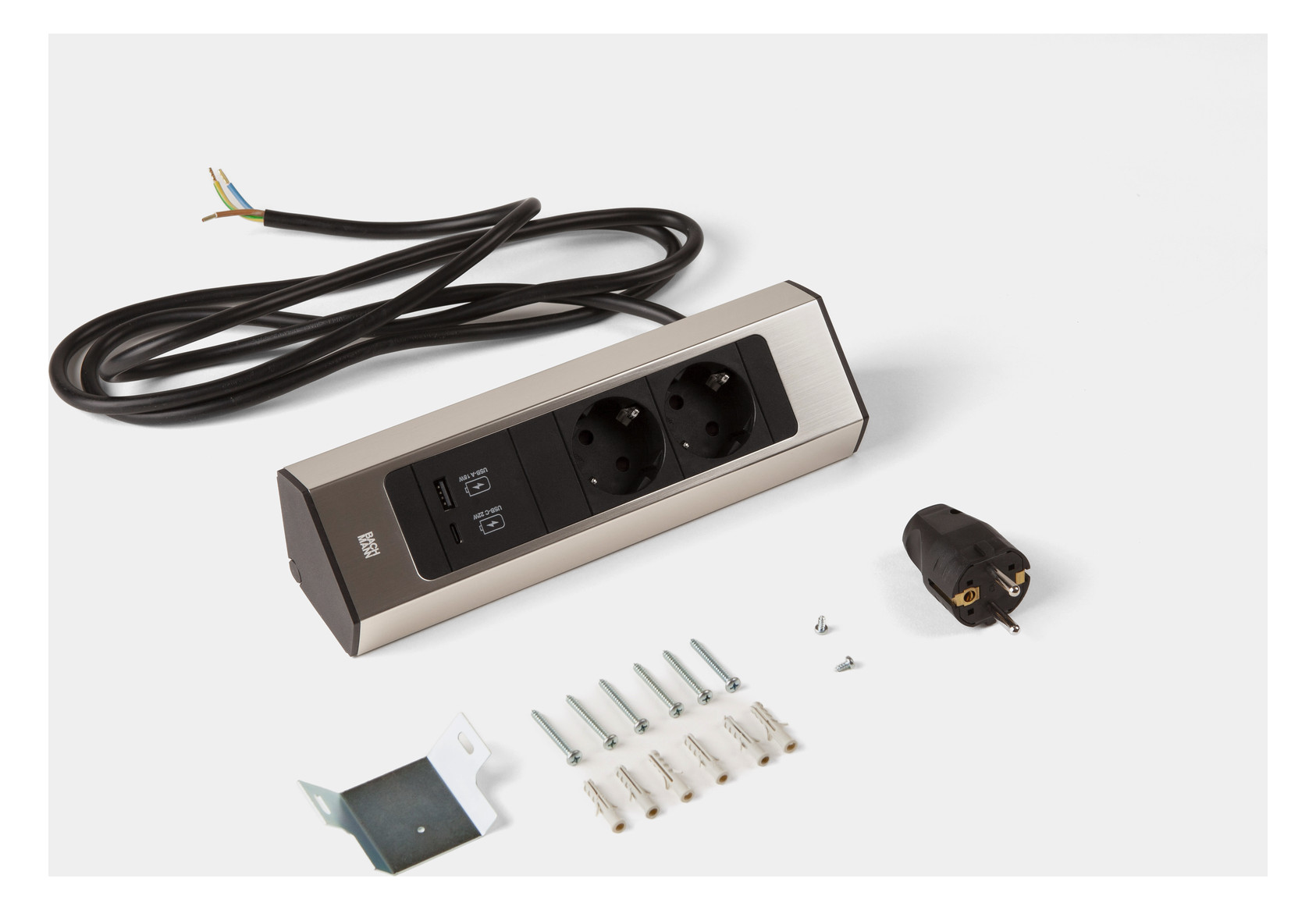 1St. Bachmann 932.002 CASIA 2 2-fach USB A/C 2m AEH Edelstahl