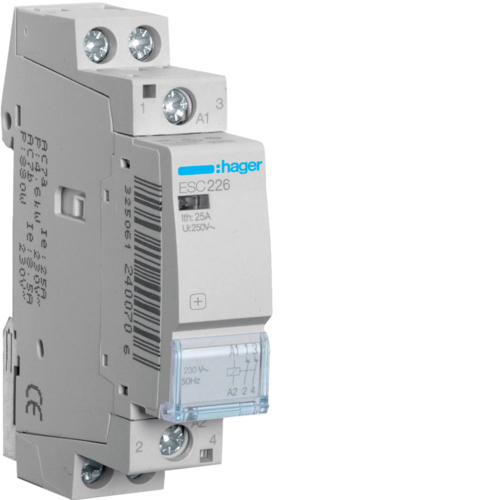 1St. Hager ESC226 InstallationsSchütze 25A 2Ö 230V 1St. Hager ESC226 InstallationsSchütze 25A 2Ö 230V