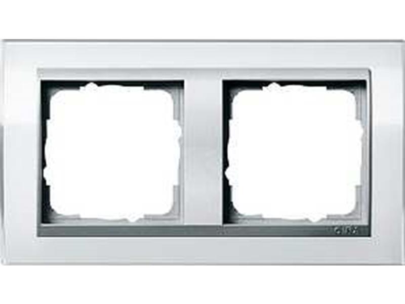 1St. Gira 0212726 Rahmen 2fach für Farbe Alu Gira Event Klar Weiß