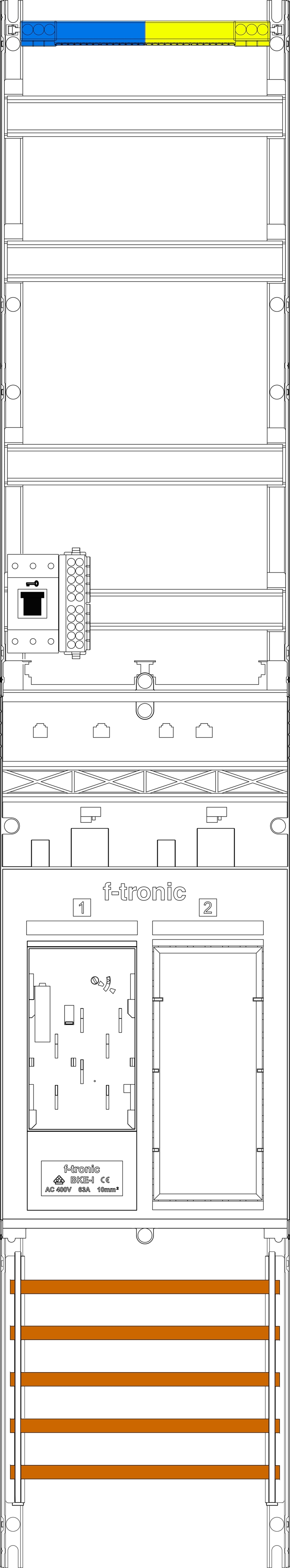 1St. F-Tronic ER9-HSS Zählerfeld ER9-HSS, 1-feldrig, H=1350mm, 1-eHZ, 1 HSS, 1 Res. 7143100
