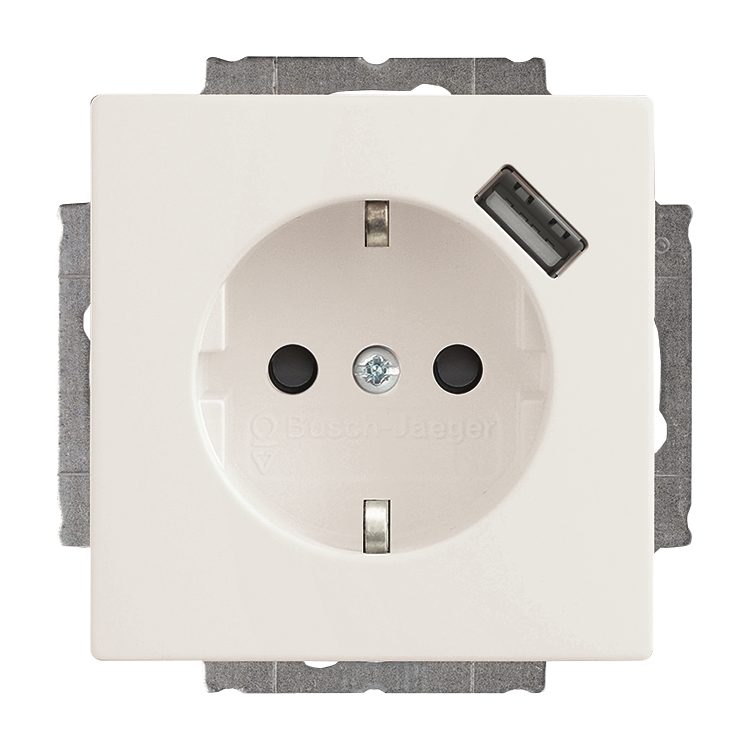 1St. Busch-Jaeger 20 EUCBUSB-84 SCHUKO USB-Steckdose, mit erh. Berührungsschutz Steckdosen studioweiß 1St. Busch-Jaeger 20 EUCBUSB-84 SCHUKO USB-Steckdose, mit erh. Berührungsschutz Steckdosen studioweiß
