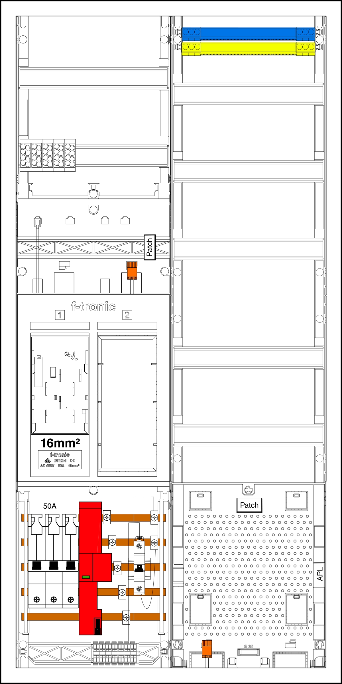 1St. F-Tronic EHZ721APZ50B6ÜS-16 EHZ721APZ50B6ÜS-16,1 ZP 16mm², DS,1R,1 VAPZ inkl. APL,SLS 50A, ÜSS, SPVGB6, 2 PPV,1 PL150 7195214