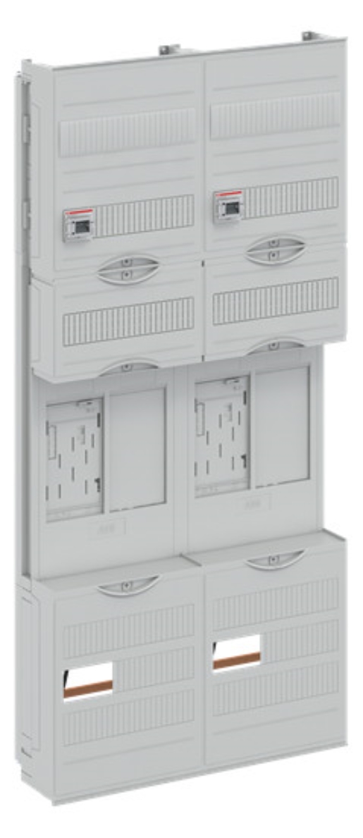 1St. Striebel & John BF27T22 Zählerfeld 7RE 2Z2R vorverdrahtet mit BKE-I Netzsystem TN-S 5-polig lichtgrau 2CPX054127R9999