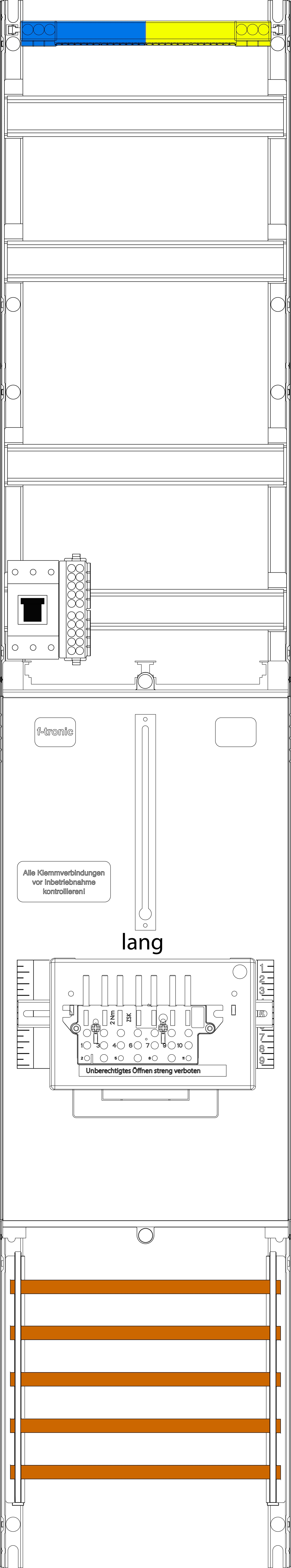 1St. F-Tronic VZ6L-ZSK-HSP Zählerfeld VZ6L-ZSK-HSP, 1-feldrig, H=1350mm, 1-3.HZ l., Kabel,1 ZSK-Set,1 HSP,Vert. 3r 7143501