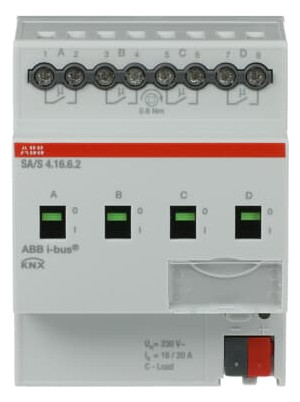 1St. ABB SA/S4.16.6.2 Schaltaktor, 4fach, 16 A, C-Last mit Energiefunktion, REG lichtgrau 2CDG110270R0011