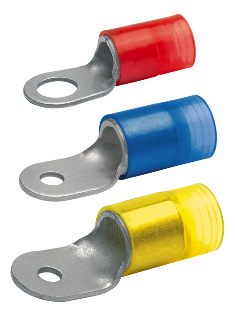 1St. Klauke 6528 Quetschkabelschuh isoliert, M8, Isolierhülse PA, 10 mm² 1St. Klauke 6536 Quetschkabelschuh isoliert, M6, Isolierhülse PA, 16 mm²