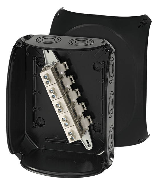 1St. Hensel KF 2525 B Kabelabzweigkasten 6-25 qmm 3ph., 35 qmm 1ph., 5pol., schwarz 62000072 KF2525B