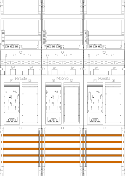 1St. F-Tronic ER36DS Zählerfeld ER36DS, 3-feldrig, H=1050mm, 3-eHZ mit DS, 3 Res. 7141153