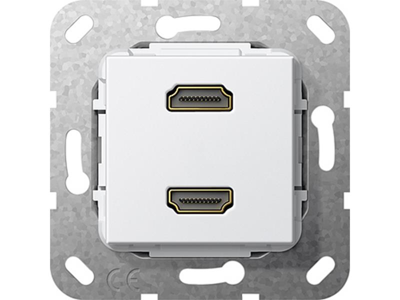 1St. Gira 567103 HDMI 2fach Gender Changer Einsatz Reinweiß glänzend