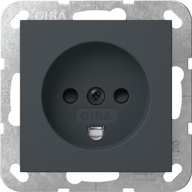 1St. Gira 442228 Dänische Steckdose 16A 250V 107-2-D1, DK 1-1b mit Shutter, Anthrazit