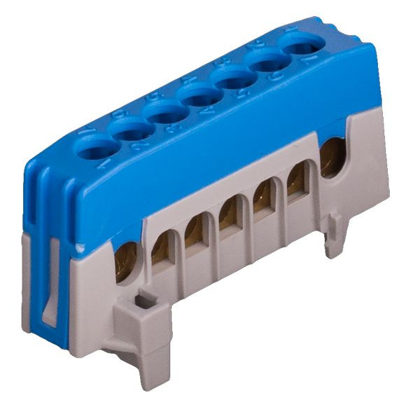 1St. Pollmann N7-F2 blau Nullleiterklemme 7x16mm 2020266 Verteilerklemme Hutschiene Fingersicher