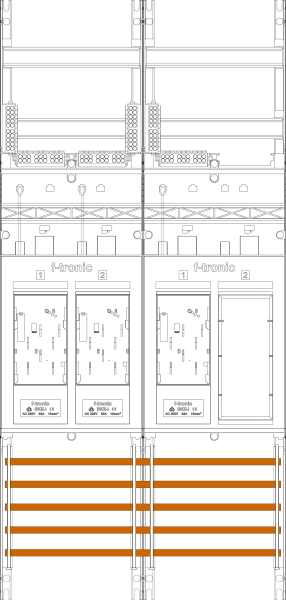1St. F-Tronic E16ER6DS Zählerfeld E16ER6DS, 2-feldrig, H=1050mm, 3-eHZ mit DS, 1 Res. 7141169