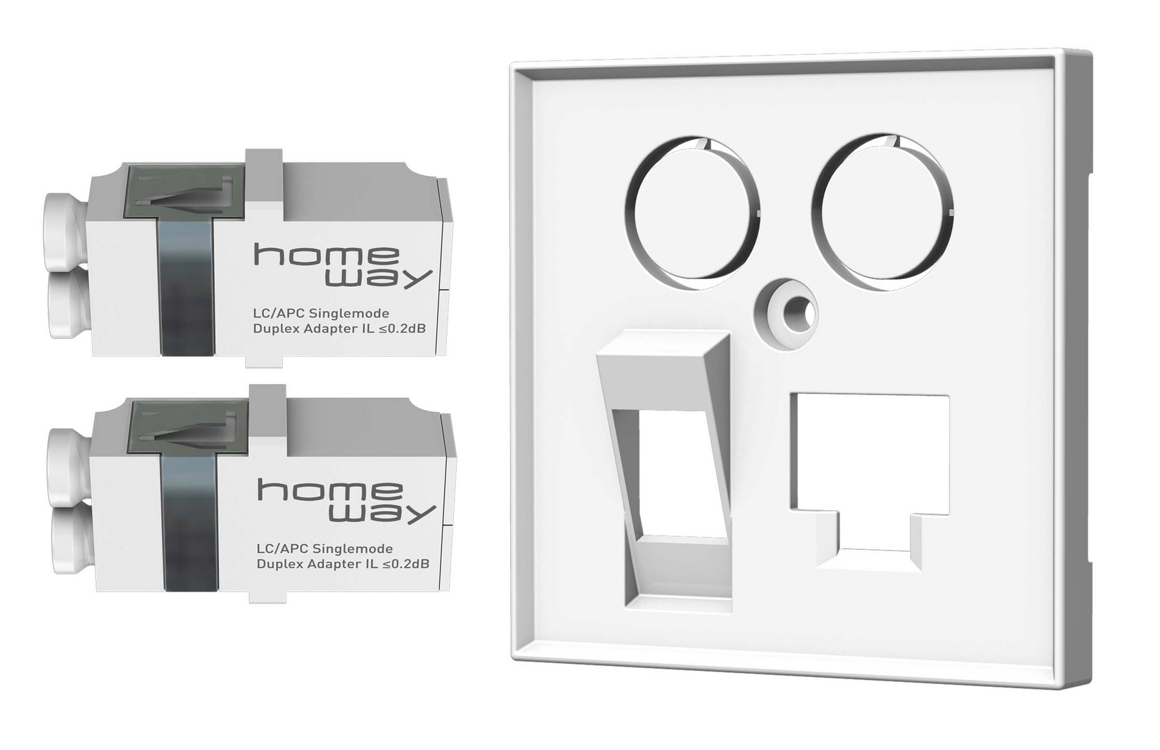 1St. HOMEWAY HW-OFKSE55RWG Fiber Set 2xLC/APCD-SM Kupplung + ZP one