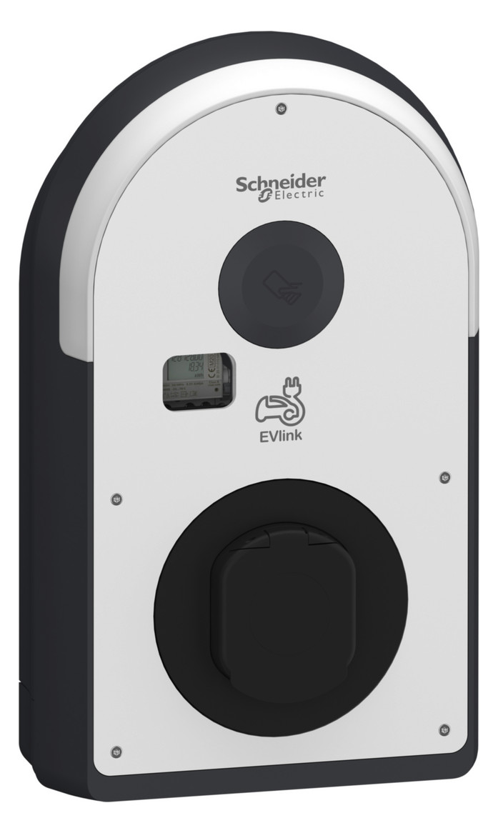 1St. Schneider Electric EVB3I22N40MB Pro AC Wallbox, 22kW, T2S Steckdose, FI B-EV, IP55, IK10, NFC/RFID Reader, ERK