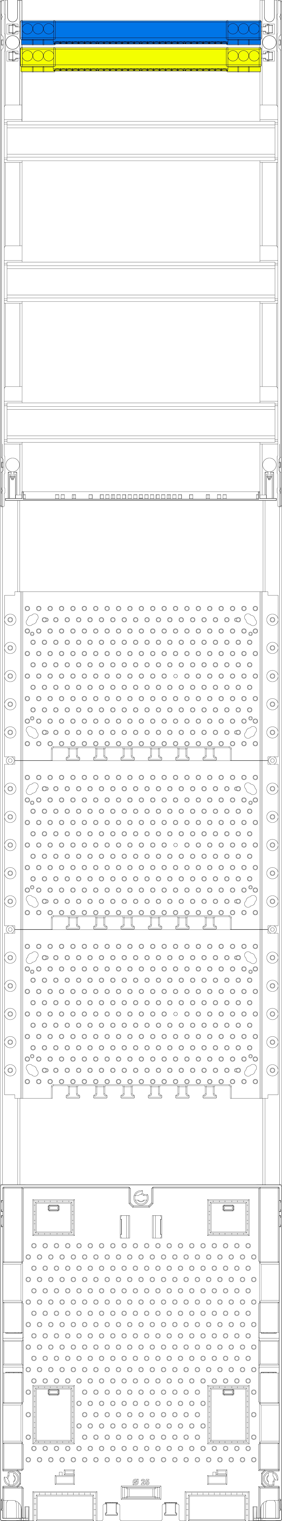1St. F-Tronic V19APZOM Verteilerfeld V19APZOM, 1-feldrig, H=1350mm, 3-reihig, APZ-Platz ohne APL-Set, Komm. 7143628