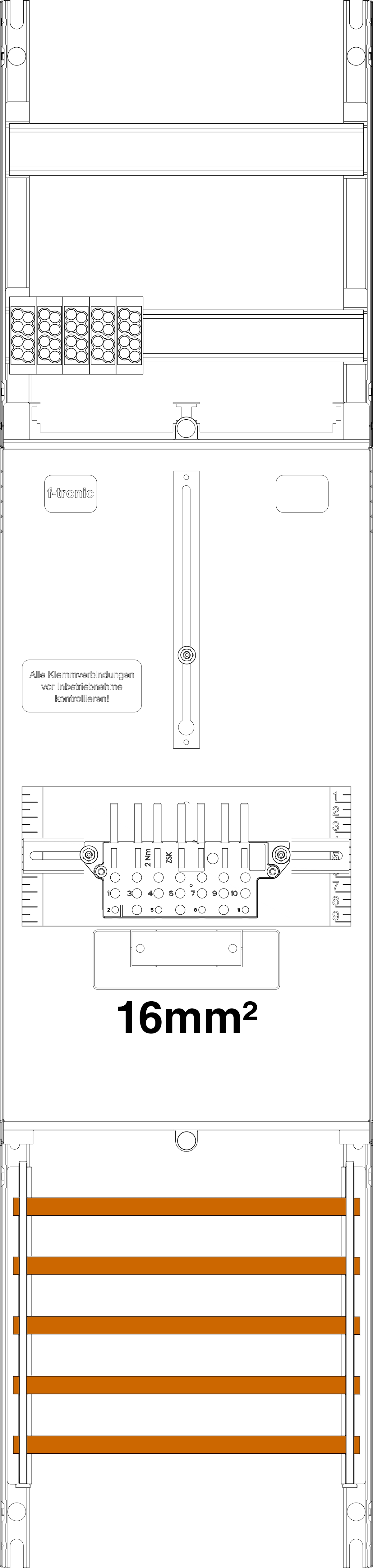 1St. F-Tronic Z1BLUX-16-SLS Zählerfeld Z1BLUX-16-SLS, 1-feldrig, H=1050mm, 1-3.HZ, 16mm², ZSK-ST 7145008
